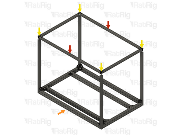 It is strongly recommended to have a second person assist with installing the upper frame, and also to manipulate the frame in the remaining steps. The enclosure weighs roughly 22KG without the panels installed