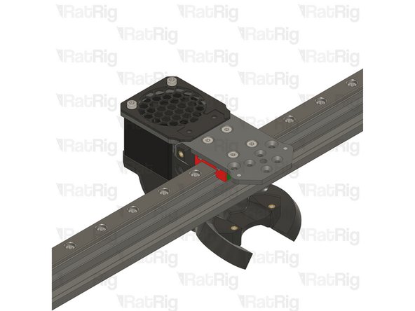 Feed the M3x35 cap head screws through the grille, the aluminium plate and the 4028 fan, tightening them into the back printed part.