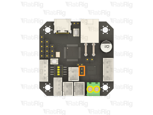 Install a jumper (found in the toolboard box) onto the marked pins to enable accurate hotend temperature readings