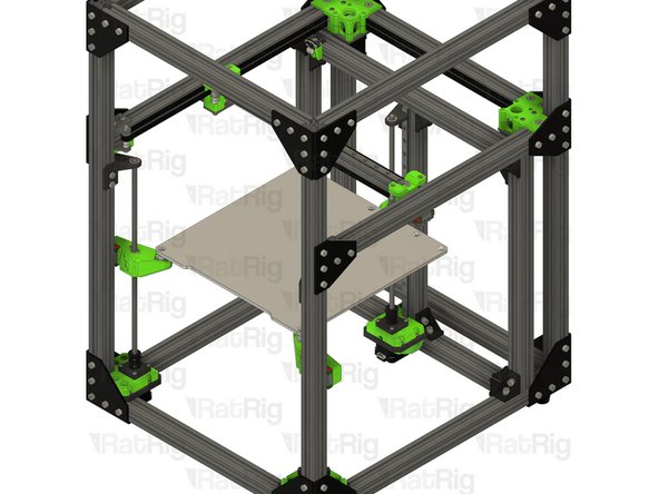 Install the bed onto the z-axis arms. Each ball on the bed should rest on the dowel pins in each arm
