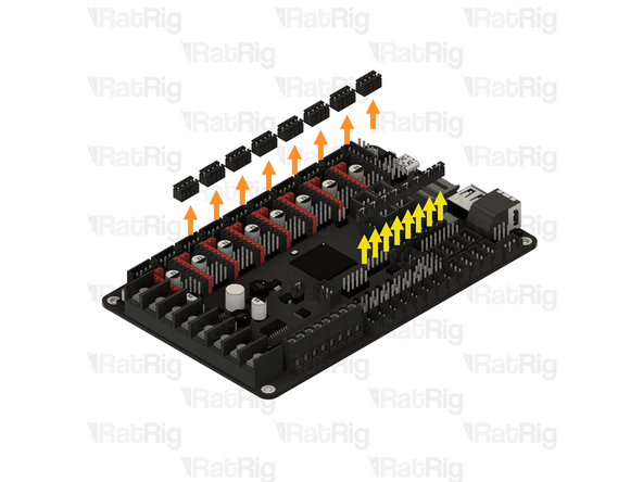 The Octopus motherboard is provided with jumpers preinstalled which need to be removed