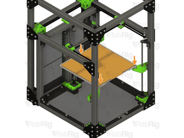 Set the print bed on the printer arms