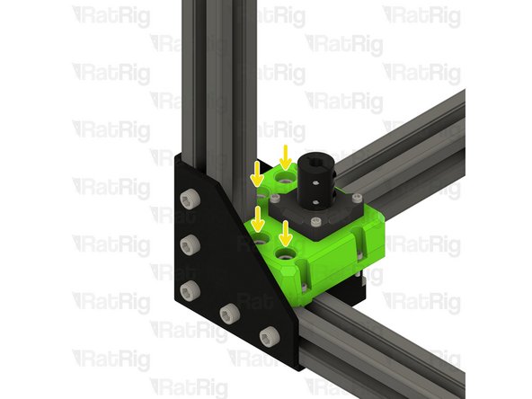Install the front left lead screw motor cage onto the frame as shown