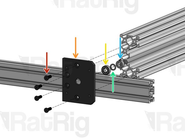 (If you're NOT building a Lead CNC 1250x750, skip to step 9). This step should be repeated twice, on the 2 Y C-Beam ends on the front side of the machine (when you're facing the front of the machine, the X Gantry Motor is on the right side).