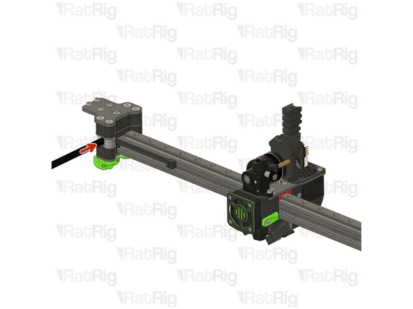 Insert the belt between the zip tie and the idler