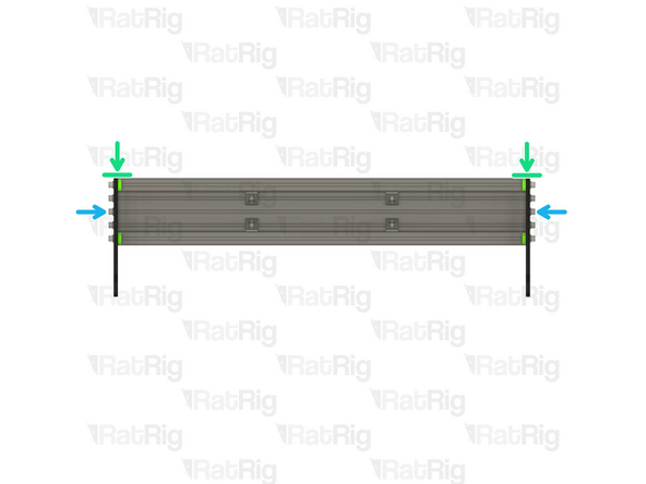 Ensure the three extrusions are pressed together with no gaps. If clamps are available, the extrusions can be optionally clamped together for the remainder of this step. If using clamps, make sure they are positioned as low as possible. Do not deform the &quot;C&quot; shape of the extrusions!