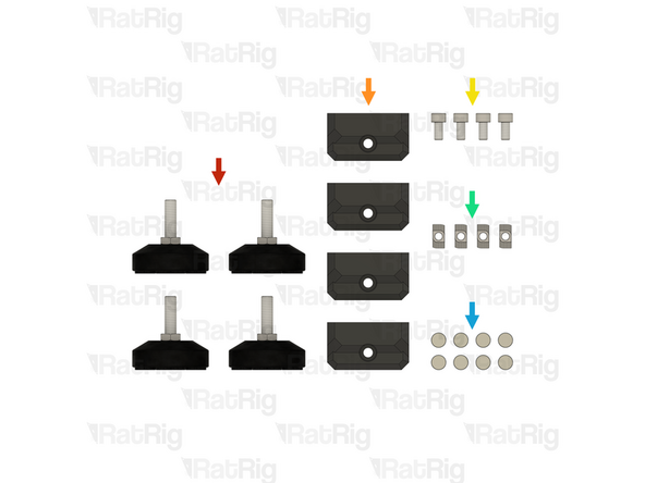 4x Leveling feet for 3030 - M8x30mm (Non-slip)
