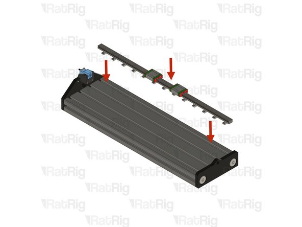 Place one X linear rail assembly on the designated T-slot.