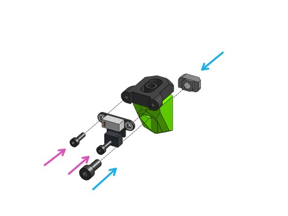 Attach the 3030 M5 T-nut to a Cap Head Screw M5x12 through the bottom part