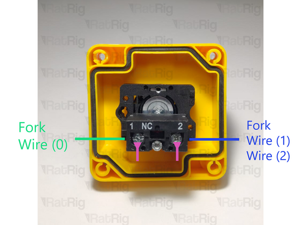 Insert the fork end of wire (0) into the shown terminal.