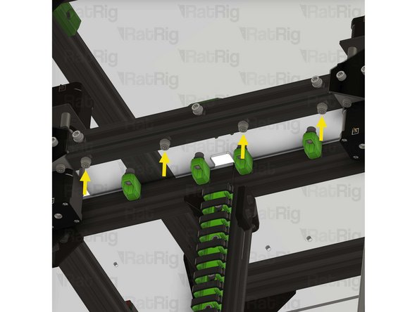 Tighten the M6x12 cap head screws to secure the shelves to the frame