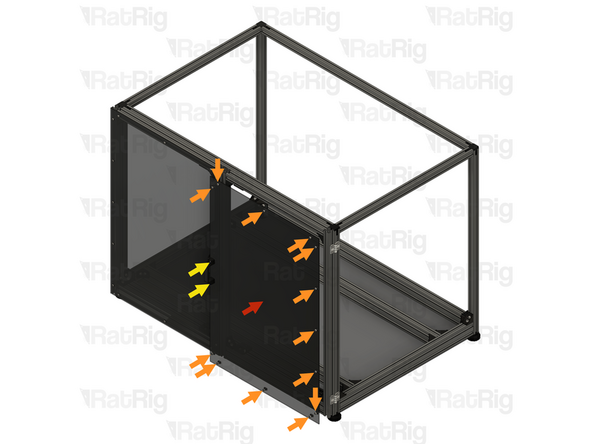 Align the panel assembly to the door as shown