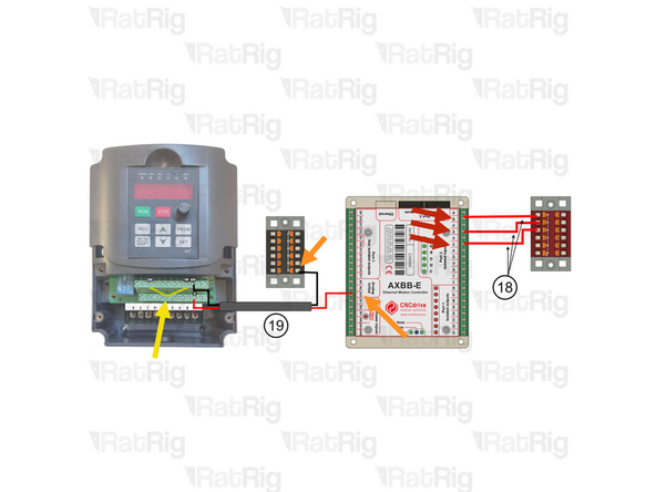 3x 100mm - 22AWG RED (A-Ferrule, B-Ferrule) (18) Connect one end to the Red PTFix block and the other to I6+ terminal on port 2 of the AXBB-E.
