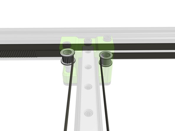 Fold the belts through the XY joiners so that all 4 ends end up in the middle of the X gantry.