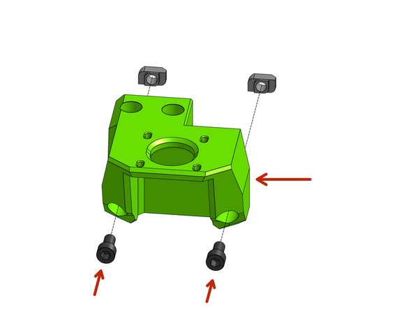 Thread the two Cap Head M6x12 screws through the lead_screw_motor_cage_back printed part