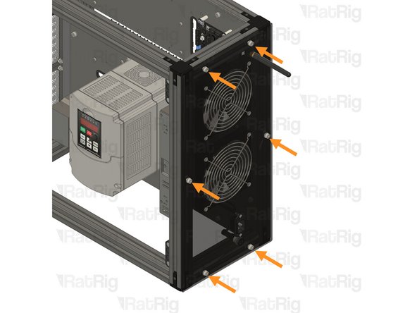 Secure the left panel assembly to the frame by fastening the M5 cap head screws.