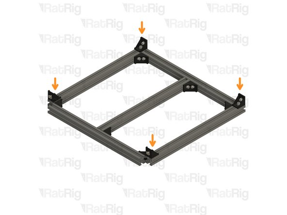 Install one corner assembly onto each position shown. Tighten the M6x12 screw to secure them.