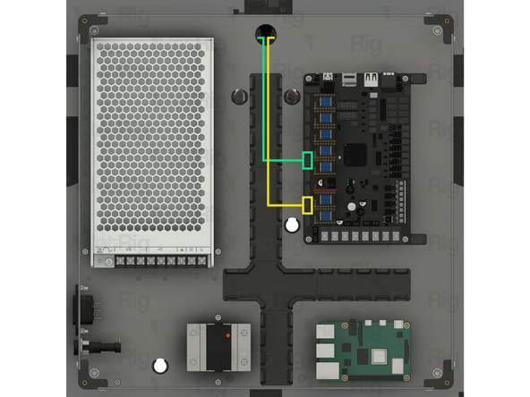Route the Y1 and Y2 stepper motor cables inside the electronics enclosure, as shown