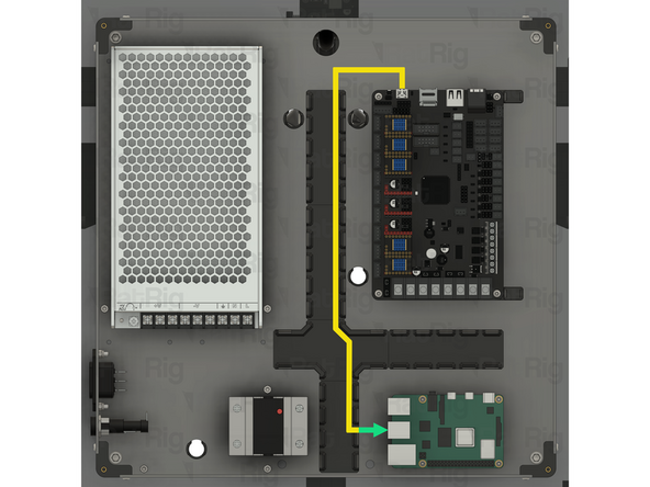 Route the USB-A to USB-C cable as shown