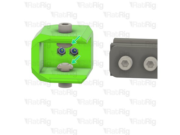 Insert the M3 nylon locking nuts into the printed part as shown