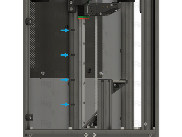 Route all three stepper motor cables upwards, inside the extrusion channel as shown