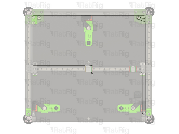 Ensure the belt teeth are facing the stepper motor pulleysTake one end of the lower CoreXY belt, and feed it as shown:
