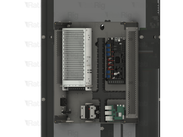Insert an M6x12 Cap Head Screw into each of the marked holes within the electronics enclosure, and through the panel