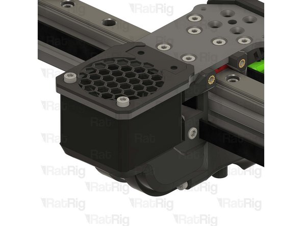Insert the M3x35 Cap Head Screw, tightening it into the rr_vc4_toolhead_back_clamp whilst gently pulling on the end of the belt on the opposite side