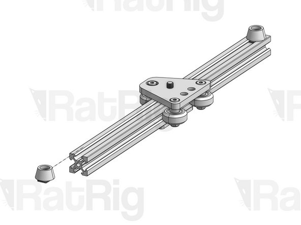 Slide the bumpers into the rail. Screw them clockwise to lock them in place or anti-clockwise to loosen them and adjust their position in the rail.