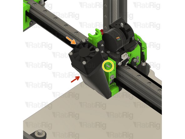 Install the 40mm_fan_duct assembly as shown