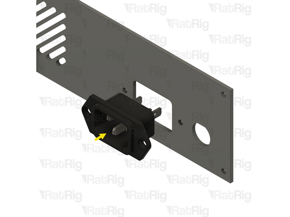 Make sure the panel is oriented as shown, with the rectangular hole at the bottom