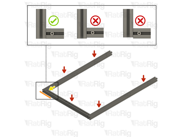 Lay the assembly on a flat surface, this is crucial to ensure a square frame
