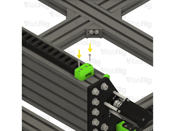 Place the X-axis drag chain assembly on to the previously installed base