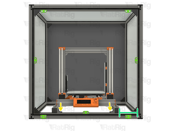 Make sure the rails are parallel with a distance of 334.7 mm.