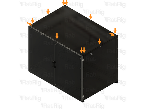 Align the panel assembly to the enclosure as shown