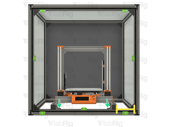 Tighten the M5x12mm countersink screws to the printer frame to ensure a stiff connection.
