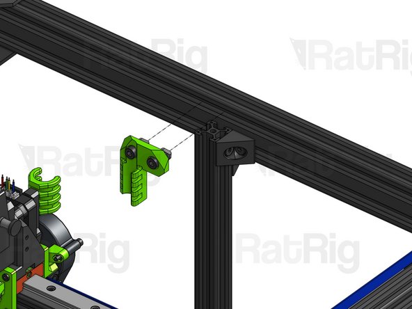 Fit the T-Nuts inside the slot and press the corner of the Back Cable Relief against the corner of the Back 2020 profile. Tighten the screws to secure in place.