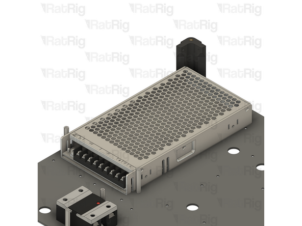 Tighten all four M4x6 Countersink Screws to secure the power supply to the base panel