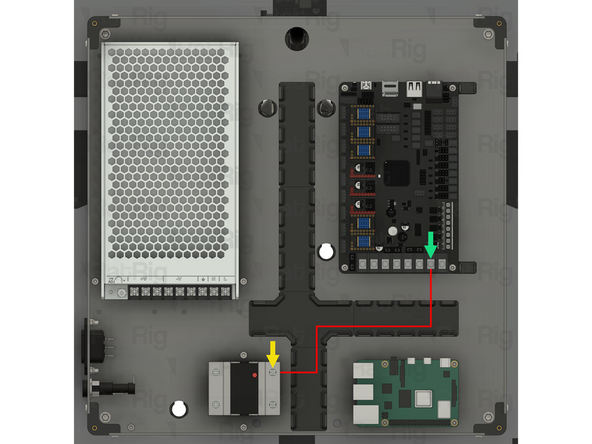 Insert the fork terminal on one end of the wire into the top terminal on the Solid State Relay. Secure the fork terminal by tightening the screw