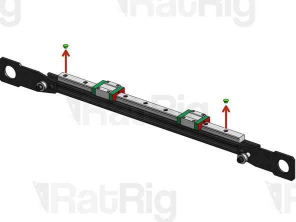 After mounting the IDEX axis on the main structure, remove the Linear Rail End Plugs.