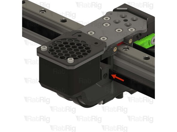 Feed the lower CoreXY belt through the marked slot on the back part of the toolhead