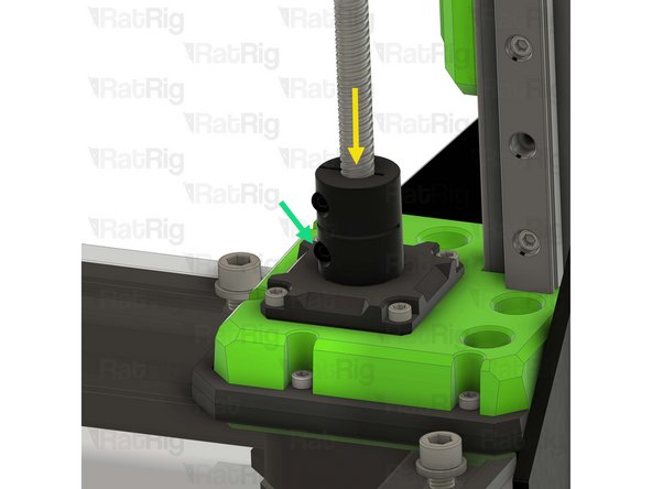 Apply downward pressure to the top of the lead screw coupler whilst tightening the marked screw