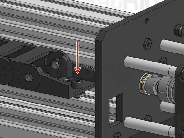 Fit the Drop-in T-Nut mounted on the drag chain inside the 2040 slot and tighten the screw to lock it in place.