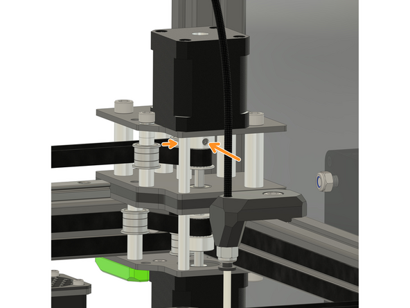 Tighten the two set screws on the stepper motor pulleys.