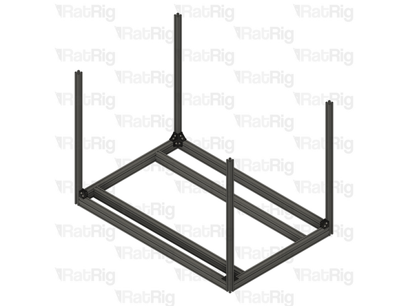 Place the 1102mm 3060 extrusions inside the bottom of the frame, they will be aligned and secured in the next steps