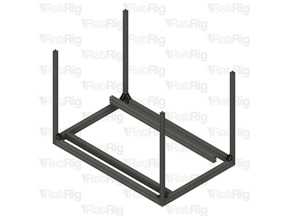 Place the 1102mm 3060 extrusions inside the bottom of the frame, they will be aligned and secured in the next steps