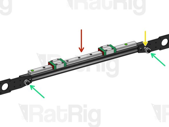 Mount the dual carriage MGN15 Linear rail onto the V-Slot 2020. Align it carefully and tighten all screws.