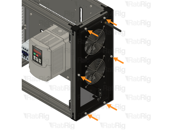 Secure the left panel assembly to the frame by fastening the M5 cap head screws.