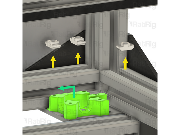 Remove the three 3030 drop-in T-nuts from the extrusion slot