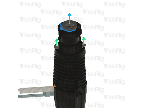 The V-Core 3.2H toolhead requires the UHF adapter and silicone sock to be installed on the Rapido hotend. If not already installed on the hotend, make sure to install them. These parts were provided in the original box the Rapido came in